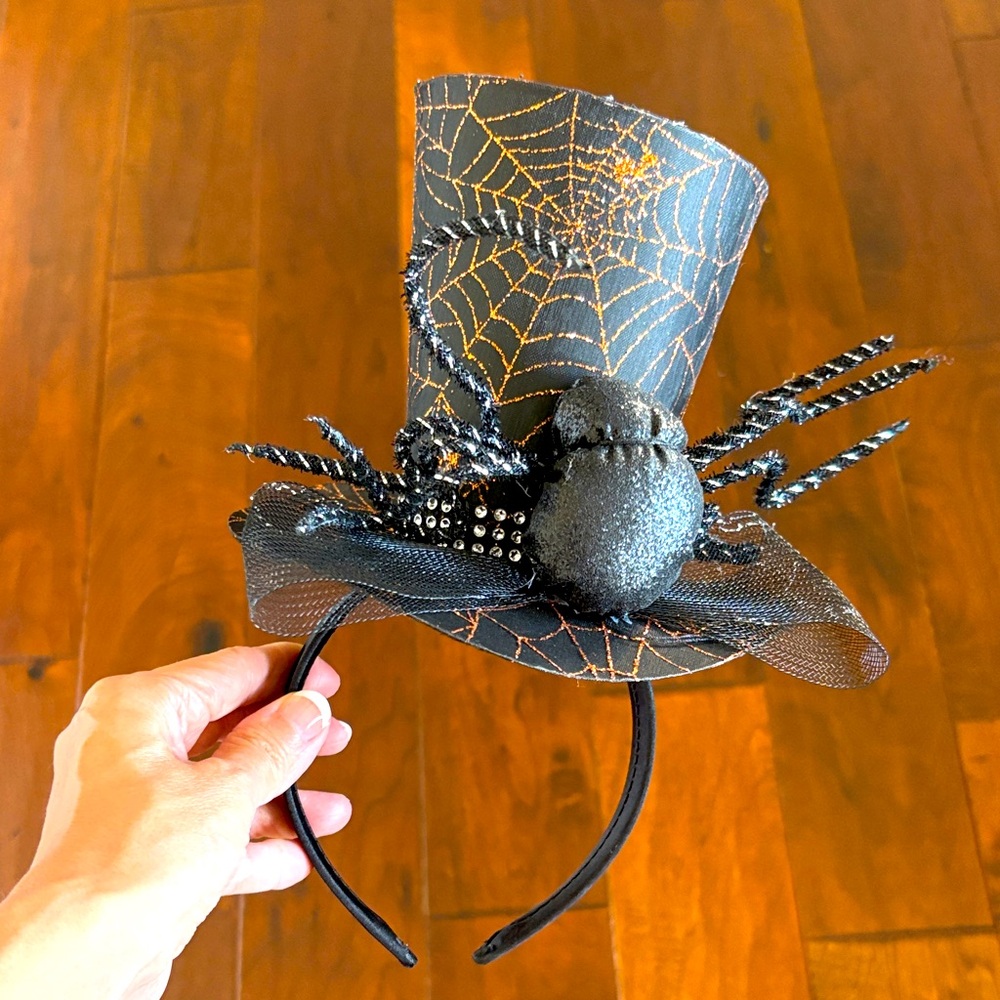 Black Spider Web Mini Top Hat Headband